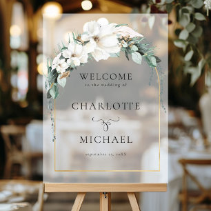 "WELCOME" LEAFY WEDDING ACRYLIC SIGN