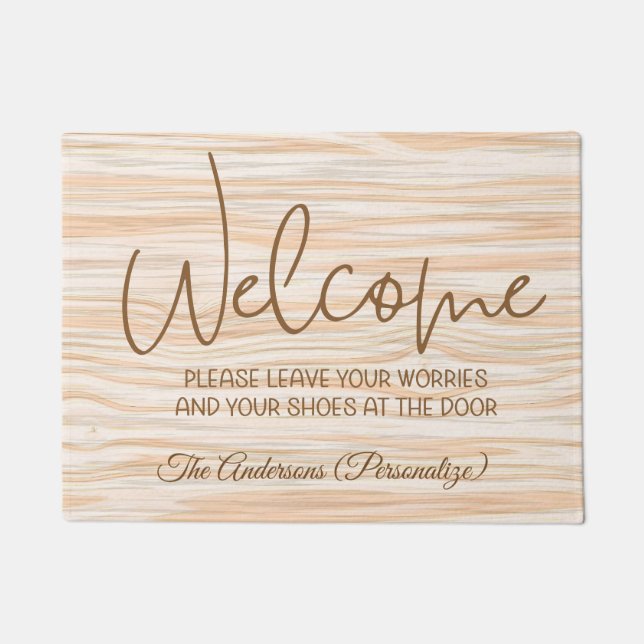 Welcome Leave Your Worries Shoes At Door Quote  Doormat (Front)