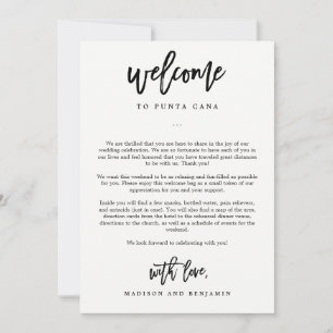 Welcome Letter and Itinerary Wedding Welcome Bag