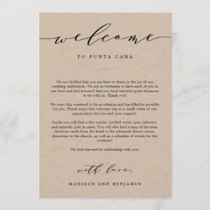 Welcome Letter and Itinerary Wedding Welcome Bag Programme