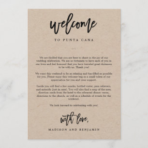 Welcome Letter and Itinerary Wedding Welcome Bag Programme