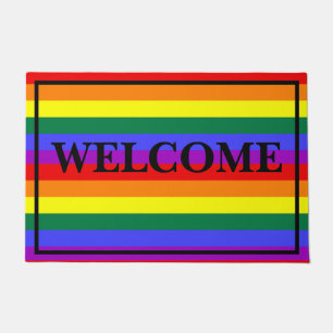 Welcome LGBT Colours Bordered Doormat