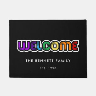 Welcome LGBT rainbow flag Family Doormat