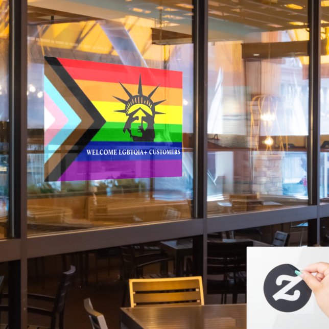 Welcome LGBTQIA+ Customers -Gay-Friendly Business Window Cling (Restaurant Window)