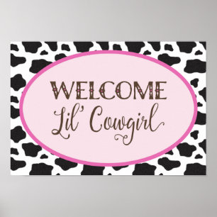 Welcome Lil' Cowgirl Baby Shower Banner Poster
