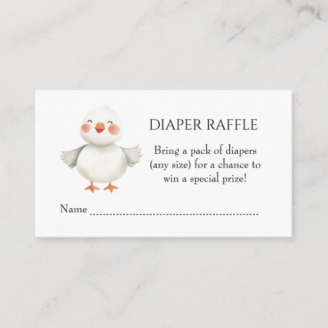Welcome little goose diaper raffle card (Front)