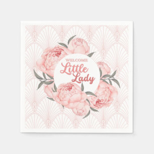Welcome Little Lady Blush Pink Peony Napkin