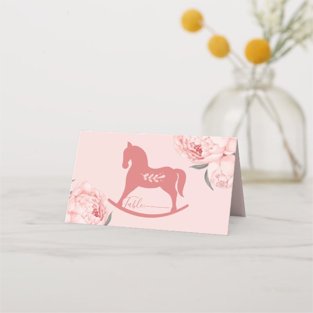 Welcome Little Lady Blush Pink Peony  Napkins Place Card (Front)