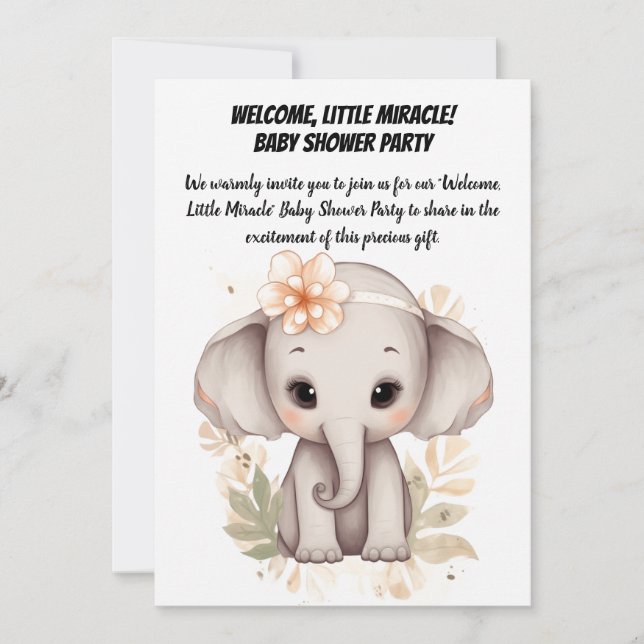 Welcome, Little Miracle! - Baby Shower Party Invitation (Front)