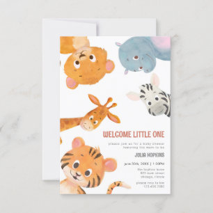 Welcome Little One Baby Animals Baby Shower Invitation