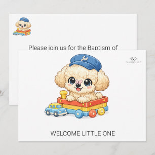 Welcome Little One Chibi Toy Poodle Baptism Invita Invitation