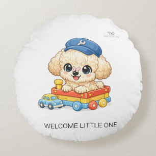 Welcome Little One Chibi Toy Poodle Round Pillow
