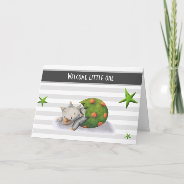 Welcome Little One Dinosaur New Baby  Card (Front)