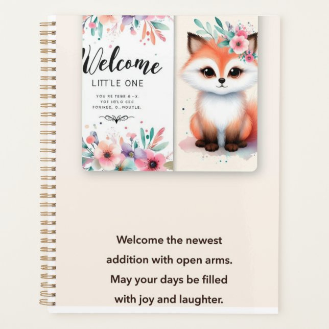Welcome Little One - Fox & Floral Planner" Planner (Front)