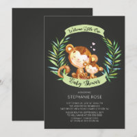Welcome Little One Monkey Baby Shower Invitation