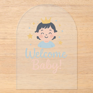 Welcome Little One – Neutral Baby Shower Greeting Acrylic Invitations