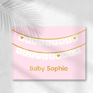 Welcome Little One Pink Baby Congratulations Card