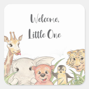 Welcome Little One Safari Baby Congratulations Square Sticker