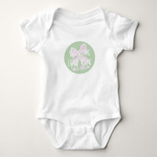 Welcome Little One Sweet pink bow and mint Onesy Baby Bodysuit