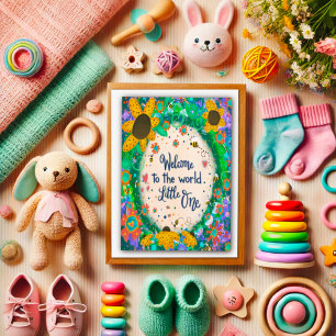 Welcome Little One Whimsical Floral Cute Unisex Card
