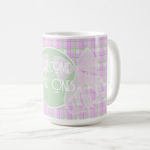 Welcome Little Ones-Coquette pink bow green plaid Coffee Mug