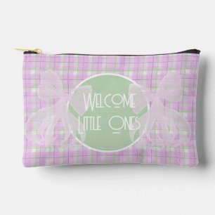 Welcome Little Ones-pink bow and pink plaid wipey Accessory Pouch