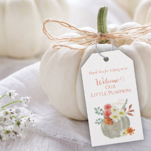 Welcome Little Pumpkin Watercolor Baby Shower Gift Tags