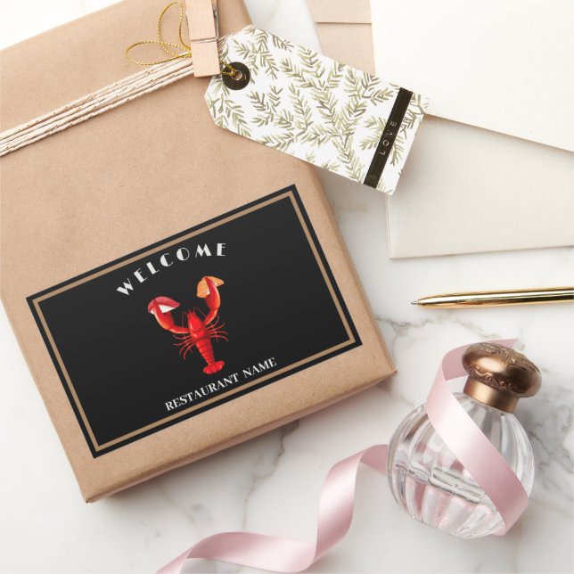 welcome Lobster sushi seafood Market custom name Rectangular Sticker (Gifting)
