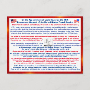 Welcome Louis DeJoy to the USPS. Postcard