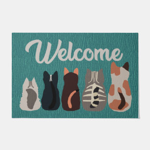 Welcome Lovely Cat Team doormat, Adorable Animal Doormat