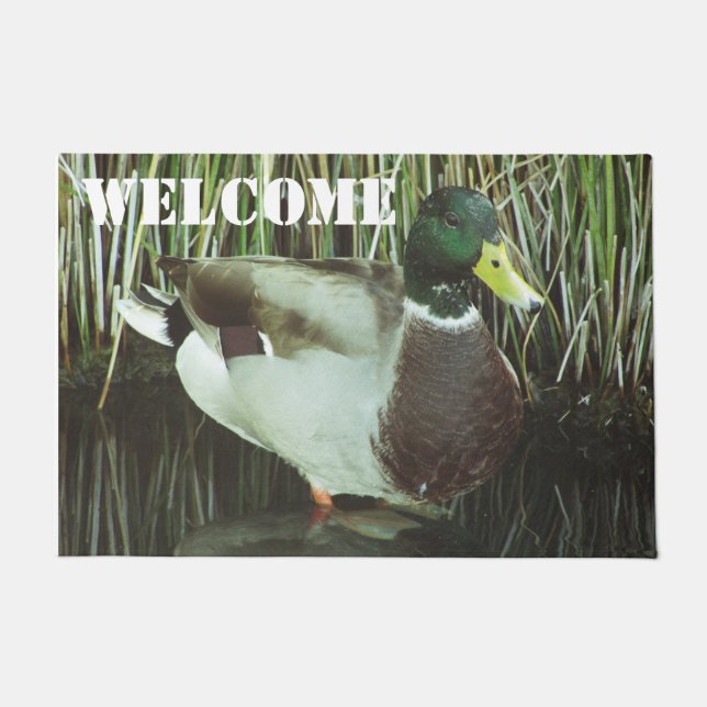 Welcome Mallard Duck Photo Lake Wildlife Doormat (Front)