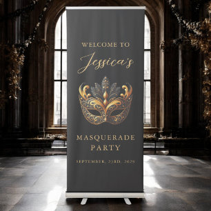 Welcome Masquerade Birthday Party Retractable Banner