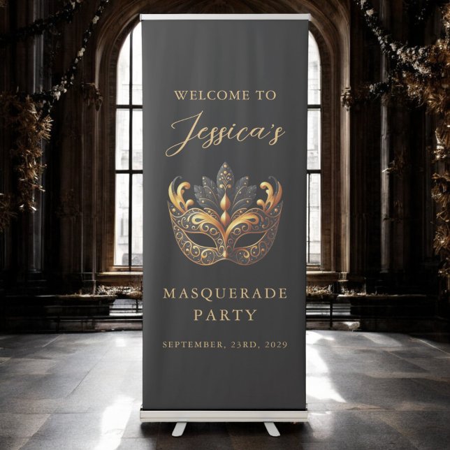 Welcome Masquerade Birthday Party Retractable Banner (Creator Uploaded)