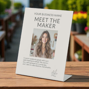 Welcome Minimalist Small Business Botanical Pedestal Sign