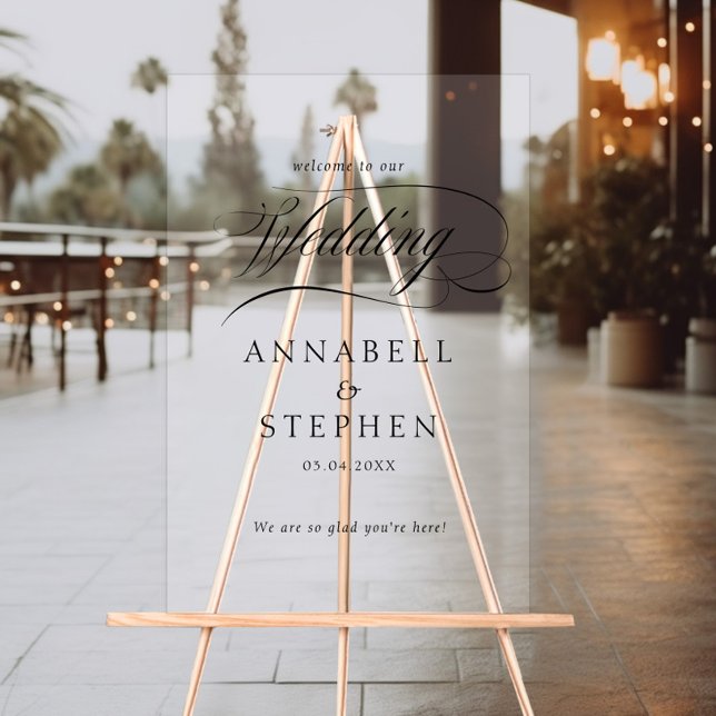 Welcome! Modern, Calligraphy, Wedding Acrylic Sign (Creator Uploaded)