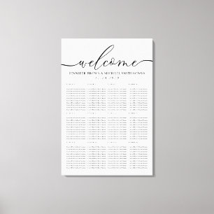Welcome Modern Clean Simple Seating Table Numbers Canvas Print