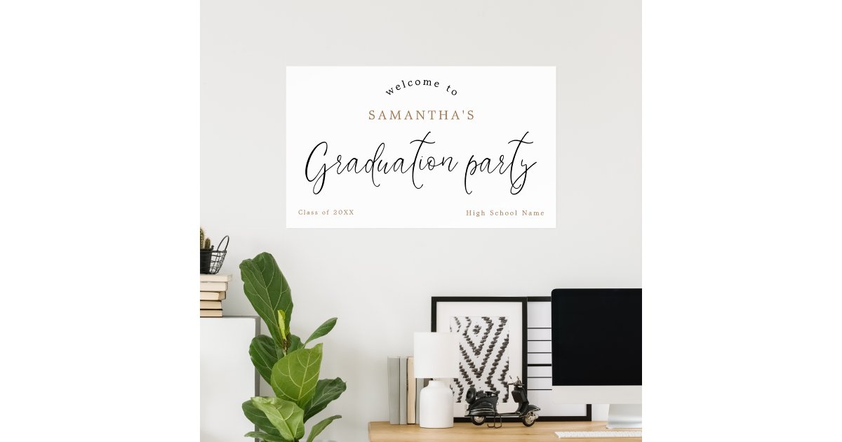 Welcome Modern Script Welcome Modern Script Name Year Graduation Party Poster | Zazzle