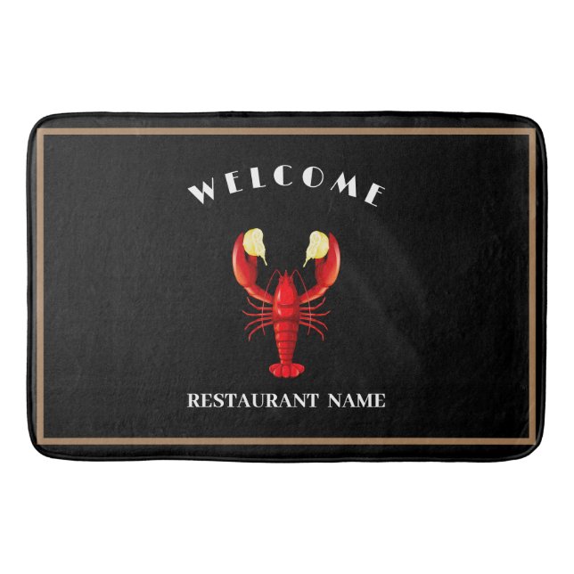 Welcome Modern seafood Lobster lime logo name Bath Mat (Front)