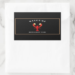 Welcome Modern seafood Lobster lime logo name Rectangular Sticker