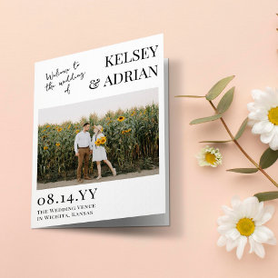 Welcome Modern Typography Photo Wedding Programme