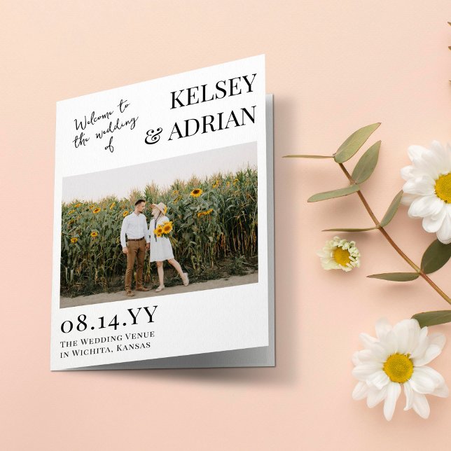 Welcome Modern Typography Photo Wedding Programme (Creator Uploaded)