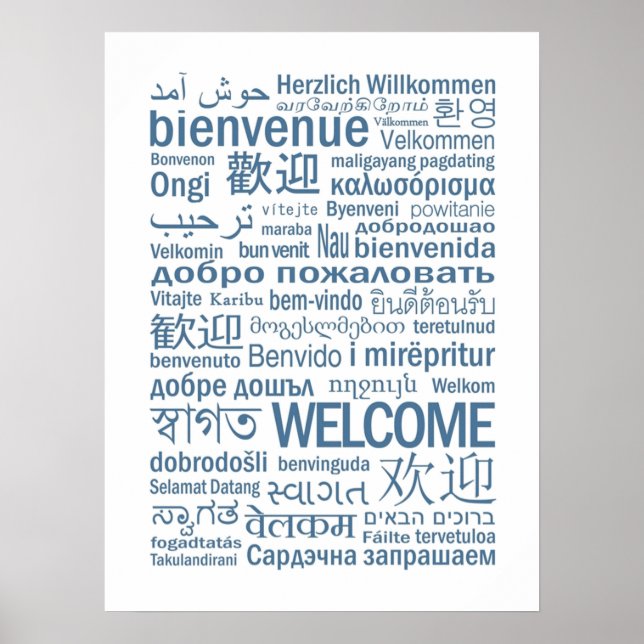 Welcome  Multilingual  Pale Blue Poster (Front)