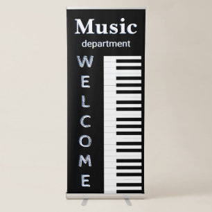 Welcome Music Department Black White Piano Retractable Banner