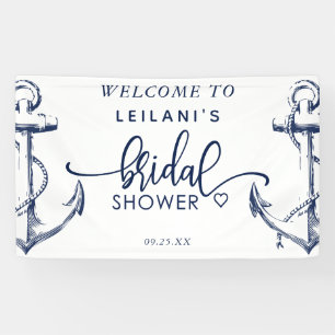 Welcome Nautical Anchor Bridal Shower White Banner