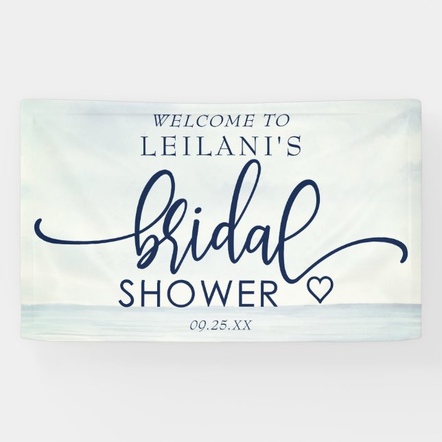 Welcome Nautical Ocean Watercolor Bridal Shower Banner (Horizontal)