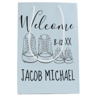 WELCOME New Arrival Baby Shoes Shower Boy Blue