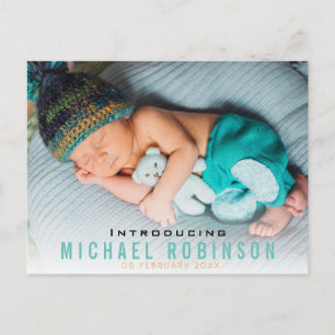 WELCOME new baby announcement photo card