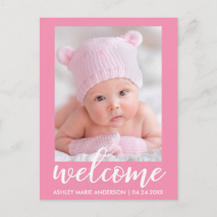 Welcome New Baby Announcement Pink