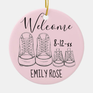 Welcome New Baby Baptism Christening Pink Girl Ceramic Tree Decoration