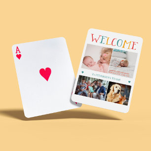 WELCOME new baby birth custom photo collage family Playing Cards